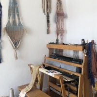 Carolina Jimenez's loom in her home studio, April 2021. Photo by Jessie Young.