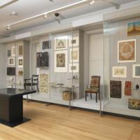 Installation view of Hewitt Sisters Collect exhibition, 2014, with new built-in exhibition cases for the collection, Cooper Hewitt, Smithsonian Design Museum